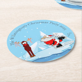 Kerstman kan geen Schaats van kerstfeest Ronde Kartonnen Onderzetter