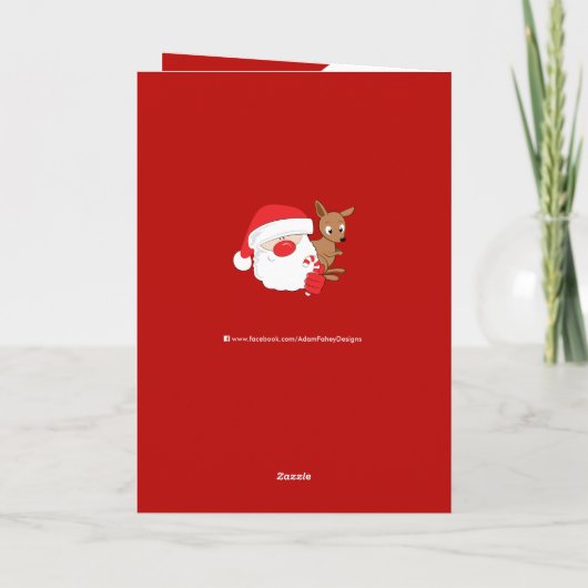 Kerstman & Kangoeroe Feestdagen Kaart (Achterkant)