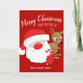 Kerstman & Kangoeroe Feestdagen Kaart (Voorkant)