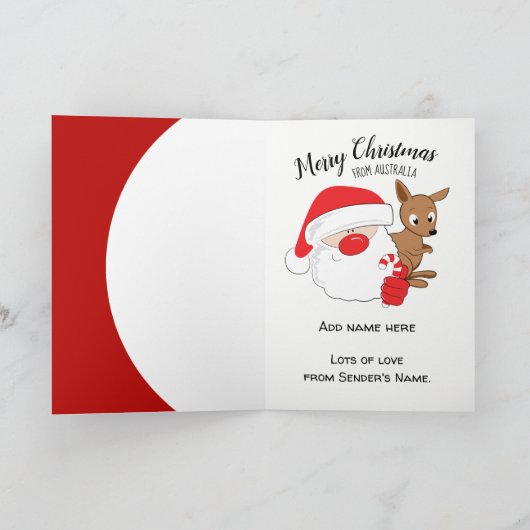 Kerstman & Kangoeroe Feestdagen Kaart (Binnen)