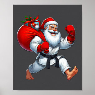 Kerstman Karate Speler Kerst Kerstmis Poster