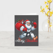 Kerstman Karate Speler Vrolijk Kerstfeest Sneeuw X Kaart (Gele Bloem)