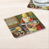  kerstman kartonnen onderzetters (Schuin)