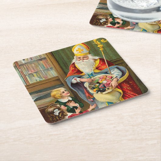 kerstman kartonnen onderzetters (Schuin)