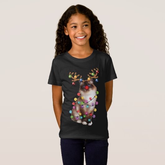 Kerstman Kat, Birman, Kerstmis, Kat Liefhebber T-shirt (Voorkant volledig)