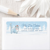 Kerstman Kat in Winter Wonderland Kerstmis Etiket (Insitu)