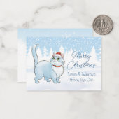 Kerstman Kat in Winter Wonderland Kerstmis Notitiekaartje (Voorkant / Achterkant in situ)