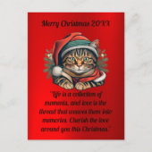  Kerstman Kat Kerst Briefkaart (Voorkant)