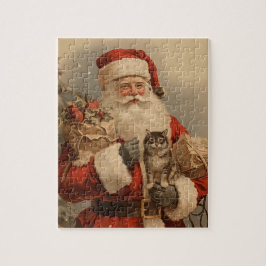  Kerstman Kat Kerst Jigsaw Puzzel (Verticaal)