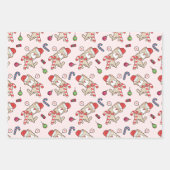 Kerstman Kat Kerstroze Patroon Inpakpapier Vel (Voorkant 2)