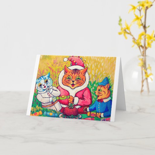 Kerstman Kat, Louis Wain Kaart (Gele Bloem)