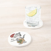 Kerstman Kat-met een tandenbrood. Zandsteen Onderzetter (Zijkant)