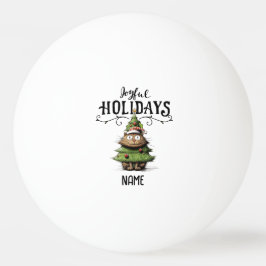 Kerstman Kat met Kerstboom voor Tafeltennisspel Pingpongbal