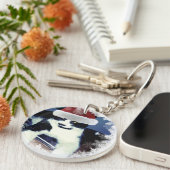 Kerstman Kat met snor Kerstsleutelhanger Sleutelhanger (Voorkant Rechts)