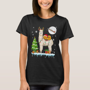 Kerstman Kat Ridding Rendier Alpaca Kerstboom F T-shirt