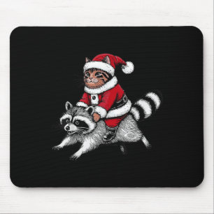 Kerstman Kat Rijdt Op Een Wasbeer Kerstmannen Vrou Muismat