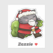 Kerstman Kat Sticker (Vel)