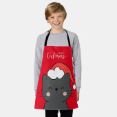 Kerstman Kat Vrolijk Catmas Schort (Gedragen)