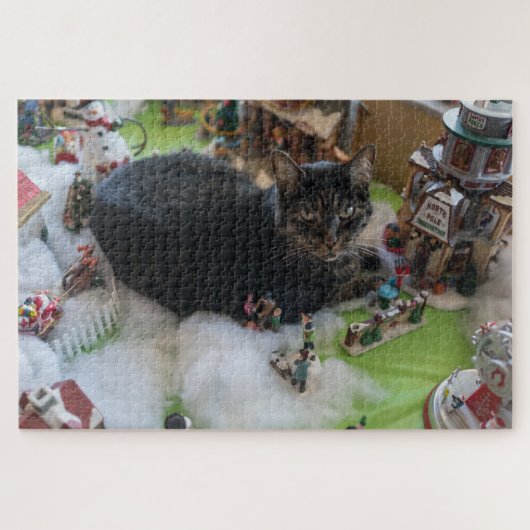 kerstman kattenpuzzel legpuzzel (Horizontaal)