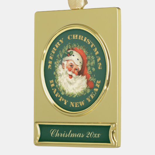 Kerstman Keepsake Kerst Verguld Banner Ornament (Links)