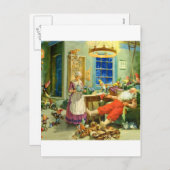 Kerstman keert terug naar huis naar de Noordpool Feestdagenkaart (Voorkant / Achterkant)