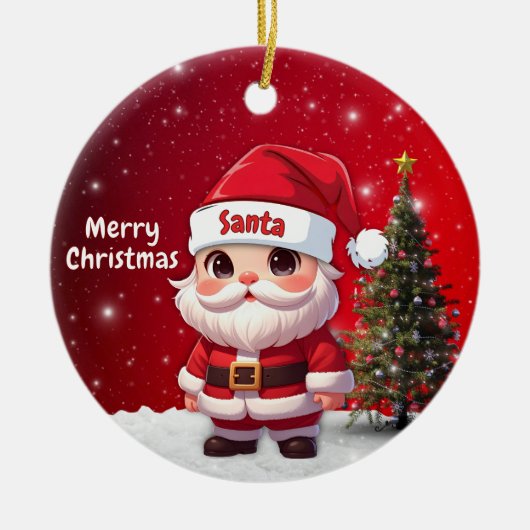 Kerstman 🎅🎄 keramisch ornament (Voorkant)