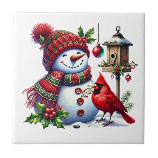 Kerstman Keramische Tegel Tegeltje (Voorkant)