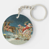 Kerstman Kerst Antique slee reindeer Sleutelhanger (Achterkant)