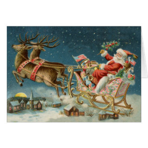 Kerstman Kerst Antique slee rendier