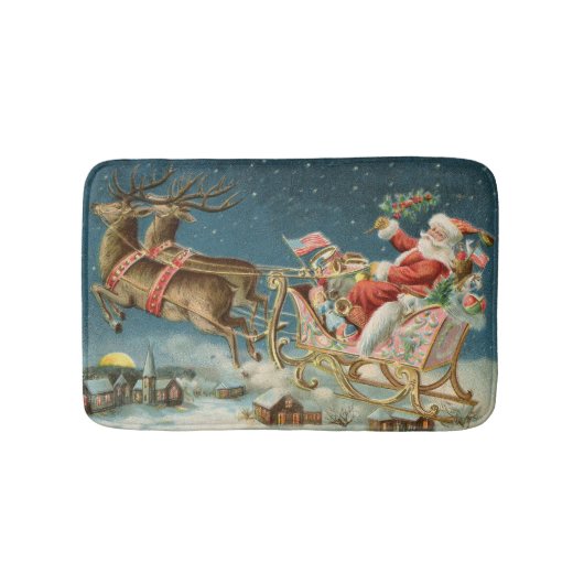 Kerstman Kerst Antique slee rendier Badmat (Voorkant)