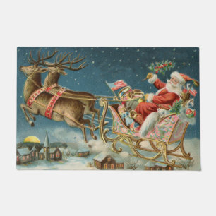 Kerstman Kerst Antique slee rendier Deurmat