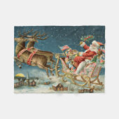Kerstman Kerst Antique slee rendier Fleece Deken (Voorkant (Horizontaal))
