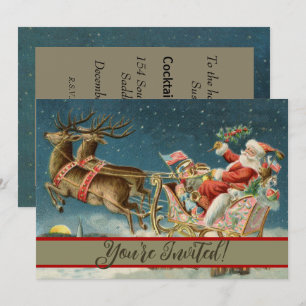 Kerstman Kerst Antique slee rendier Kaart
