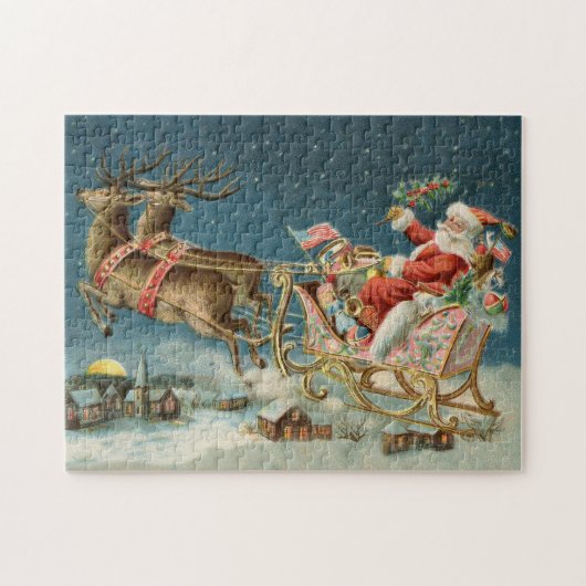 Kerstman Kerst Antique slee rendier Legpuzzel (Horizontaal)