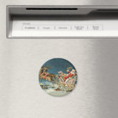 Kerstman Kerst Antique slee rendier Magneet (Insitu (Vaatwasser))