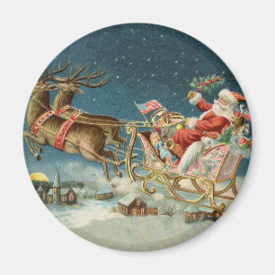 Kerstman Kerst Antique slee rendier Magneet