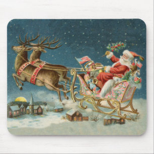 Kerstman Kerst Antique slee rendier Muismat