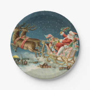 Kerstman Kerst Antique slee rendier Papieren Bordje