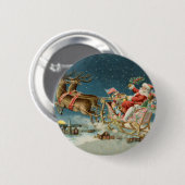 Kerstman Kerst Antique slee rendier Ronde Button 5,7 Cm (Voorkant /achterkant)