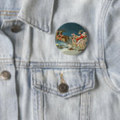 Kerstman Kerst Antique slee rendier Ronde Button 5,7 Cm (In situ)