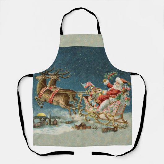 Kerstman Kerst Antique slee rendier Schort (Voorkant)