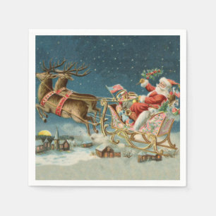 Kerstman Kerst Antique slee rendier Servet