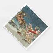 Kerstman Kerst Antique slee rendier Servet (Hoek)