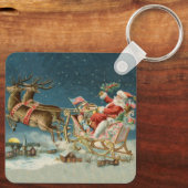 Kerstman Kerst Antique slee rendier Sleutelhanger (Achterkant)