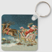 Kerstman Kerst Antique slee rendier Sleutelhanger (Achterkant)