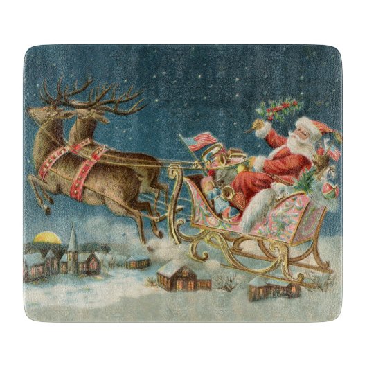Kerstman Kerst Antique slee rendier Snijplank (Voorkant)