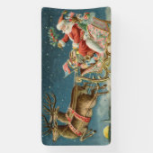 Kerstman Kerst Antique slee rendier Spandoek (Verticaal)