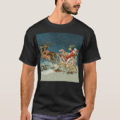 Kerstman Kerst Antique slee rendier T-shirt (Voorkant)