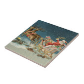 Kerstman Kerst Antique slee rendier Tegeltje (Zijkant)