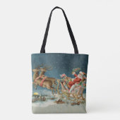 Kerstman Kerst Antique slee rendier Tote Bag (Achterkant)